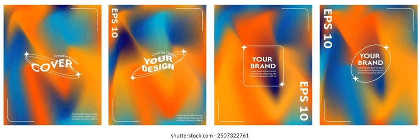Collection of abstract wave backgrounds. gradient color. The effect of combining dark and light pastel colors. Modern design template for cover, advertising banner, poster, brochure, Vector EPS 10