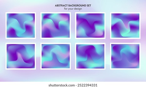 Collection of abstract wave backgrounds. Luminous and soft purple and green colors. The effect of combining dark and light colors. EPS vector modern design template