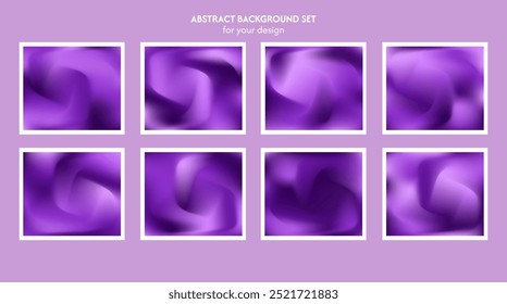 Collection of abstract wave backgrounds. The purple color of eggplant is radiant and soft. The effect of combining dark and light colors. Vector EPS modern design template