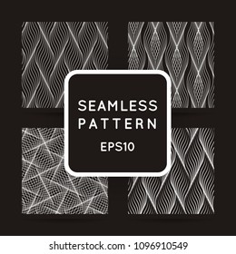 Collection of abstract wave stylish textures. Endless modern halftone backgrounds. Vector seamless geometric patterns