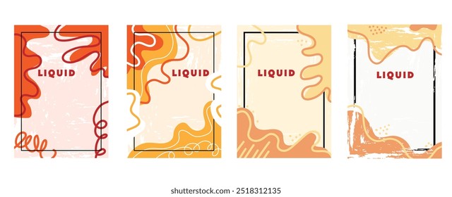 Collection of abstract wavy shape designs in minimal fluid background style.