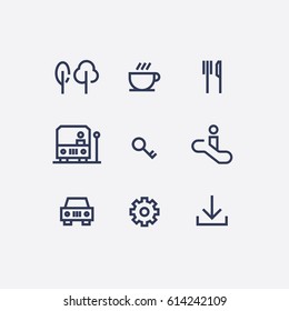 A collection of abstract wayfinding pictograms flat design style vector icons