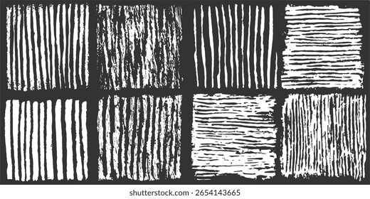 A collection of abstract white lines with varying textures on a dark background.