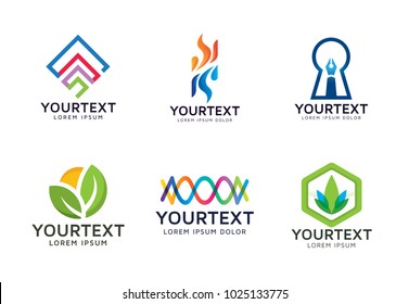 Collection Of Abstracts Logo. Set Of Vector Symbol Logos And Icons For Business Or Organisation. Abstract And Colorful - Vector Logo Template