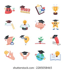 Collection of Academic Education Flat Stickers 

