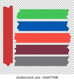Collection of accept cross and different size adhesive tape. Vector illustration.