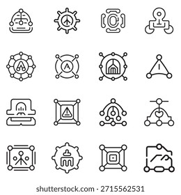 Una colección de iconos de administración de acceso para seguridad, autorización y control de usuario, presentados aislados sobre fondo blanco.