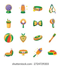Colección de Accesorios y Cuidado Iconos de Estilo Plano 
