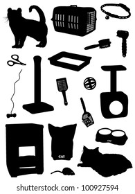 Collection of accessories for a cat