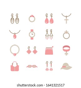 COLLECTION OF ACCESSORIES FLAT ICON