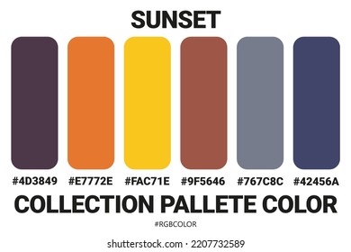 A Collection Accurately Color Palettes and Codes for Drawing Sunset  Perfect for use by illustrators