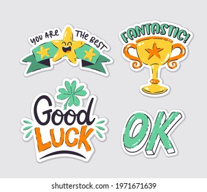 Collection of achievement stickers perfect for teachers and kids. Hand drawn vector drawings.