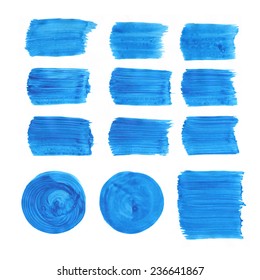 Collection of acrylic brushes/banners /Set of paint blobs, isolated on white background. Blank  colored shapes, web buttons / Vector illustration
