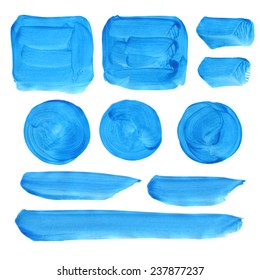 Collection of acrylic brushes/banners /Set of paint blobs, isolated on white background. Blank colored shapes, web buttons / Vector illustration