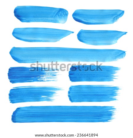 Collection of acrylic brushes/banners /Set of paint blobs, isolated on white background. Blank  colored shapes, web buttons / Vector illustration