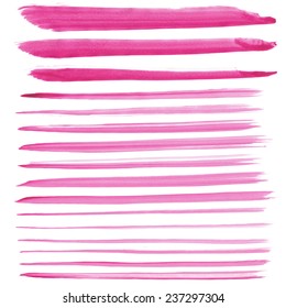 Collection of acrylic brushes/strokes /Set of paint blobs, isolated on white background. Blank colored shapes/ Vector illustration