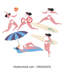 Collection of activities in the beach