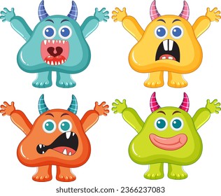 A collection of adorable alien monsters in various vibrant colors