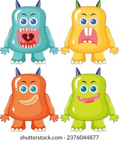 A collection of adorable alien monsters in various vibrant colors