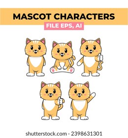 A collection of adorable cartoon cats displaying various emotions. Perfect for children's books, stationery, social media, and any designs aimed at showcasing different moods and expressions.