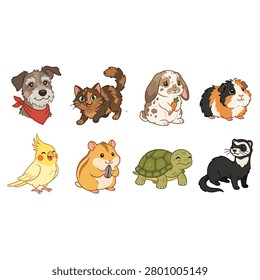 Collection adorable cartoon pets
