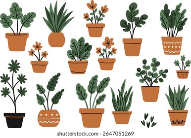 Collection of Adorable Potted Plants A Botanical Symphony of Indoor Greens and Earthy Hues Ideal for Home Decor