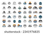 Collection of adventure badge logo design.