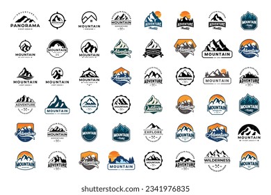 Collection of adventure badge logo design.