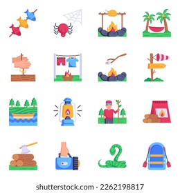 Collection of Adventure Flat Icons 

