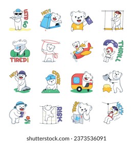 Collection of Adventure Teddy Flat Stickers 

