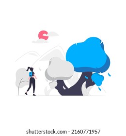 Collection of adventure tourism, travel abroad, summer vacation trip, hiking and backpacking decorative design elements isolated on white background. Flat cartoon colorful vector illustration.