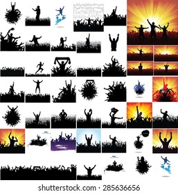 collection of advertising posters from people silhouettes.