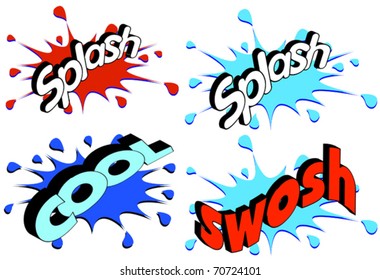 collection of advertising slogans in comic look