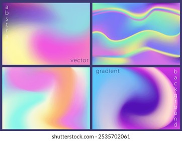 Collection of aesthetic holographic blur blend modern backgrounds. Great for social media stories, album covers, banners, templates for digital marketing