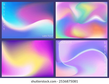 Collection of aesthetic holographic blur blend modern backgrounds. Great for social media stories, album covers, banners, templates for digital marketing