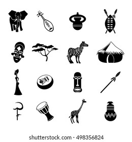 Collection of african ethnic vector icon isolated on white background.