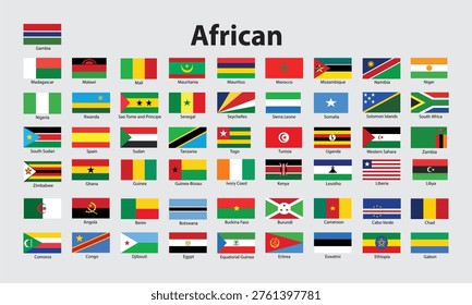  Collection of African National Flags Representing Countries, Unity, Diversity and Culture