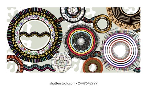 A collection of African-inspired frame borders in a vector illustration. thick, rounded tribal patterns, a rural handcrafted design suitable for wall art, home decor, badges, labels, or boho-style art