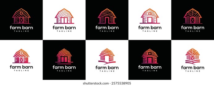 Collection of agricultural barn logo designs. Farm barn logo template. Farming and farming logo symbol iconalam