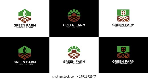 collection of agricultural creative logo