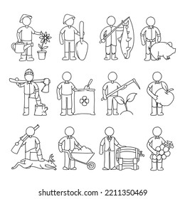 collection of agriculture farmer vector