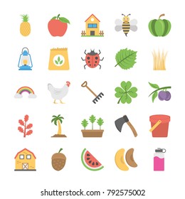 Collection of Agriculture and Farming Flat Icons
