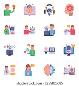 Collection of Ai Flat Icon Vectors 

