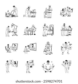 Collection of AI Technology Glyph Illustrations
