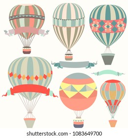 Collection of air balloons in vintage style