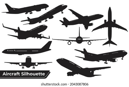 Collection of Airplane black silhouettes