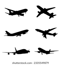 collection of airplane silhouettes. vector illustration