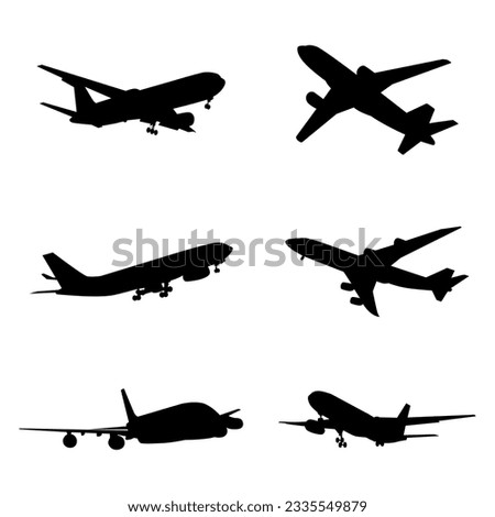 collection of airplane silhouettes. vector illustration