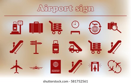 collection of airport signs, travel transport set