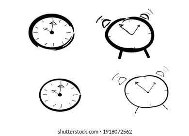 Collection alarm clock ringing and wall clock icon modern design